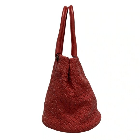 Auth BOTTEGA VENETA Intrecciato 225166 Red Leather Tote Bag - Picture 6 of 16